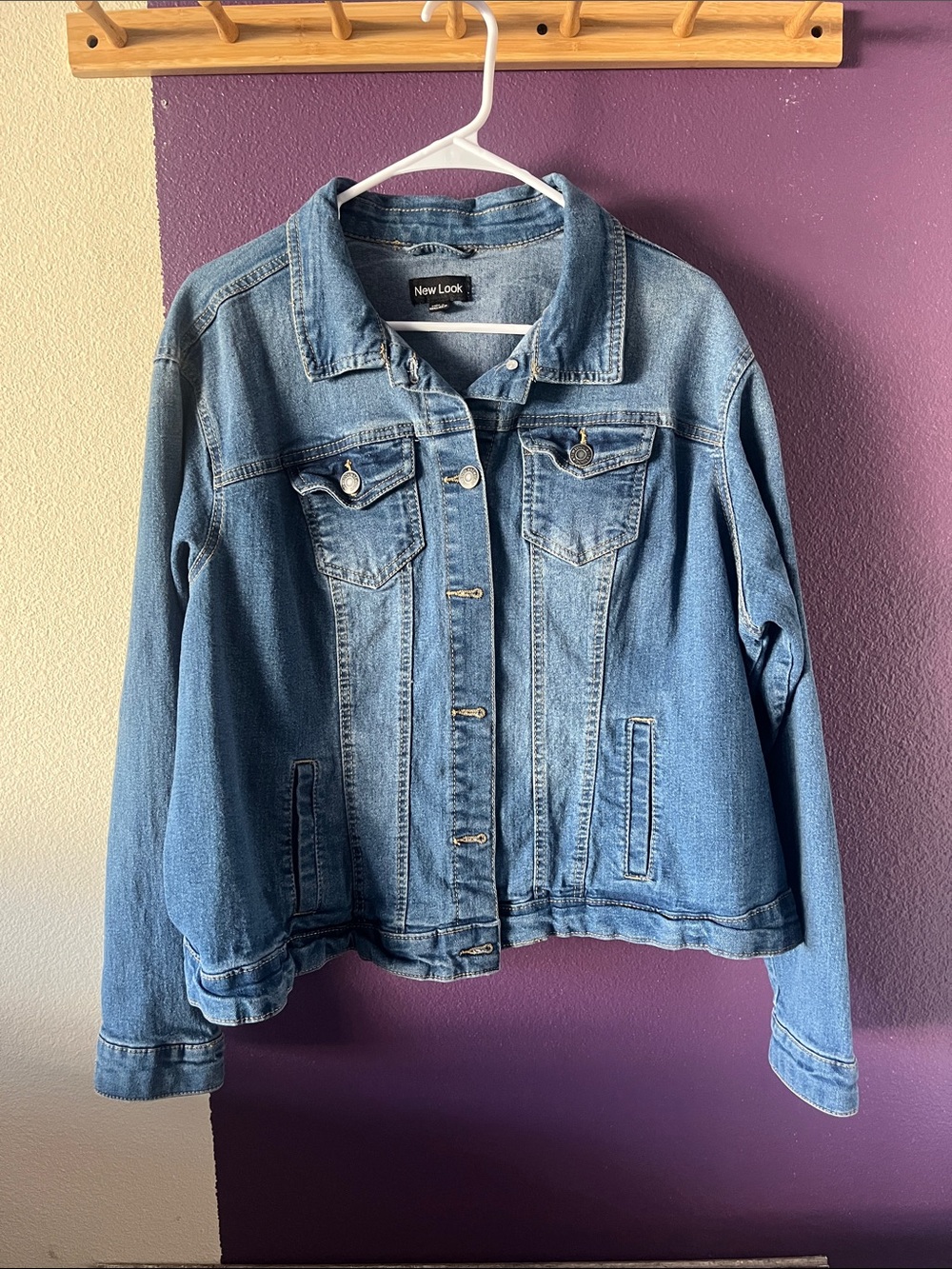 New Look Light Blue Denim Jacket with Button Front